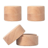 ASUNFO 3 Pcs Mini Round Wooden Ring Jewelry Box Holder Small Trinket Wooden Box with Lid DIY Storage Trinket Bearer Container Case Wood Ring Box ASUNFO