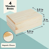 Bright Creations 4 Pack Small Unfinished Wood Boxes for Crafts with Hinged Magnetic Lid (5.5 x 3.5 x 2 In) Bright Creations