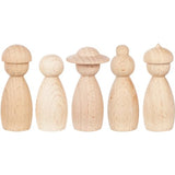 BESPORTBLE 5pcs Wood Peg Dolls Unfinished Wooden Family People Dolls DIY People Bodies Figures Puppet Ornaments for Painting Craft Art Projects Role BESPORTBLE