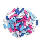 SEWACC 100pcs Fish Wood DIY Crafts Cutouts Wooden Fish Shaped Hanging Ornaments Unfinished Wood Signs Sea Animals Ornaments for Wedding Birthday SEWACC