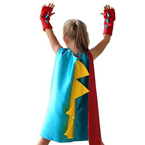QIAONIUNIU Dinosaur Dragon Cape and Gauntlets Halloween Costume Boy Girl Toddler Dress Up Clothes 2-6 Years Old Color Light Blue QIAONIUNIU