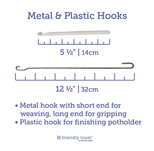 Friendly Loom 10" PRO Size Black Potholder Metal Loom Kit with Bright Rainbow Color Cotton Loops to Make 2 Potholders, Weaving Crafts for Kids & Harrisville Designs