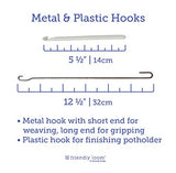 Friendly Loom 10" PRO Size Black Potholder Metal Loom Kit with Bright Rainbow Color Cotton Loops to Make 2 Potholders, Weaving Crafts for Kids & Harrisville Designs