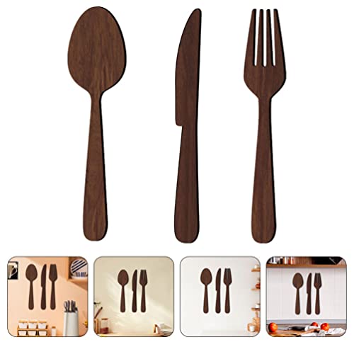 ABOOFAN 1 Set Wooden Fork Spoon Sign Room Decor Dining Room Wall Decor Kitchen Rustic Art Fork and Spoon Wall Decor Wall Decor Living Room Eat Sign ABOOFAN