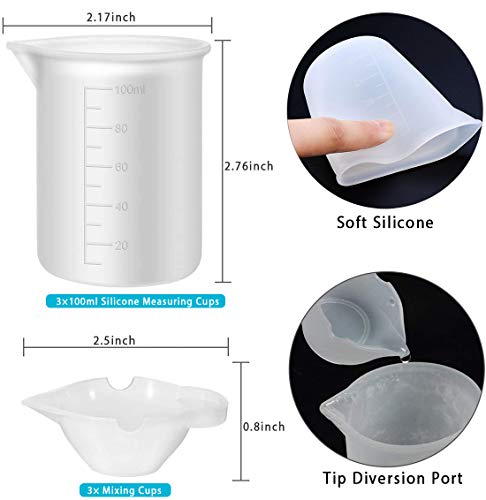 8pcs Silicone Measuring Cups for Resin 100ml 10ml - Nonstick Silicone Mixing Cups / DIY Glue Tools Epoxy Resin Cups