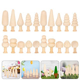 Toddmomy 20pcs Unfinished Wooden Tree Mushroom Natural Mini Peg Dolls Various Blank Plain Unpainted Puppet Wood People Bodies Figure for Arts Crafts Toddmomy