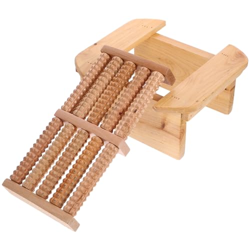 WOFASHPURET Wood Sauna Stool, Foot Rest Under Desk, Foot Roller Stool Sauna Footrest Portable Footstool Fool Massage with Roller for Work, Gaming, WOFASHPURET