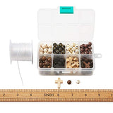 Pandahall 170Pcs 8mm Round Acrylic&Wooden Beads and 30Pcs 22x15.5mm Natural Wooden Cross Pendants Beads Charm with 0.8mm Crystal Elastic String for PH PandaHall