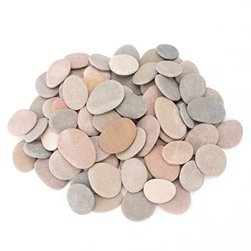 [About 97 PCS - 105 PCS](18 Pounds) Painting Rocks,2.33"-3.72" River Rocks,DIY Rocks,Flat Rocks,Craft Rocks,Natural Stones BLXQI