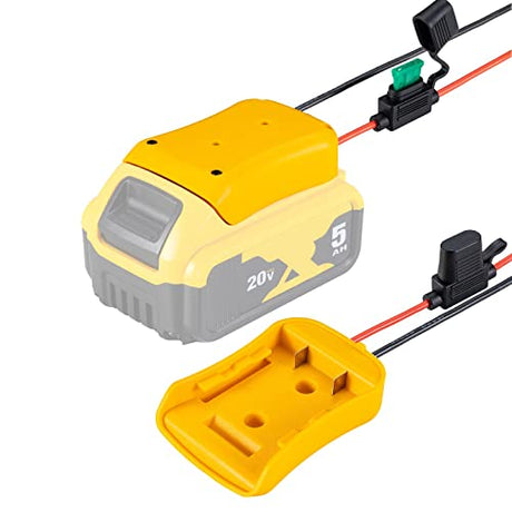 Power Wheel Adapter for Dewalt 20V Battery with Fuse & Wire terminals，Work with for Dewalt DCB205 DCB206 DCB200 Lithium Battery；Power Wheel Battery Crivnhar
