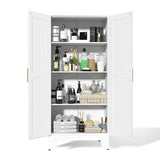 RISTERN White Metal Storage Cabinet, 61" Steel File Cabinet for Home Office, Kitchen Pantry Storage Cabinet with Doors and 3 Adjustable Shelves, Tool RISTERN