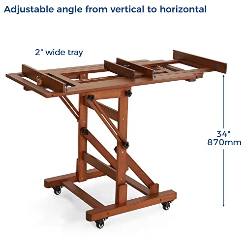 VISWIN Extra-Large Master H Frame Easel, Hold 1 or 2 Canvas up to 79", Tilts Flat, Movable Solid Beech Wood Heavy Duty Floor Easel Stand for VISWIN