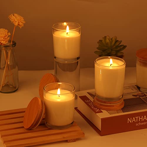 GOTIDEAL 12 Pack 9 OZ Frosted White Candle Jars with Bamboo Lids for Making Candles Supplies, Bulk Empty Candle Containers Tins Small Glass Jars for GOTIDEAL