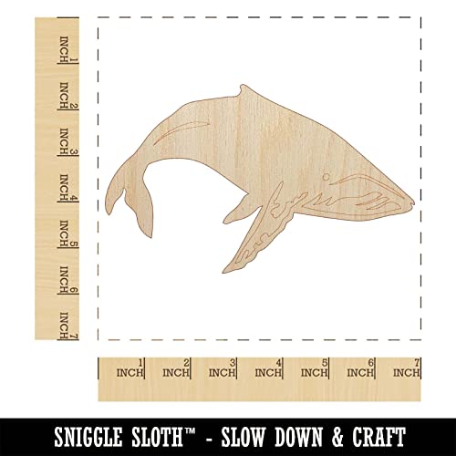 Happy Humpback Whale Unfinished Wood Shape Piece Cutout for DIY Craft Projects - 1/4 Inch Thick - 6.25 Inch Size - WoodArtSupply