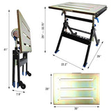 Olympia Tools Adjustable Welding Table with Wheels Portable Steel Stand Workbench 30 in. x 20 in. Olympia Tools