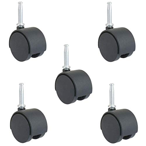 2-Inch Stem Caster Wheels, Stem 8 x 38mm or 5/16-Inch Diameter and 1.5 inch Long - Set of 5 - WoodArtSupply