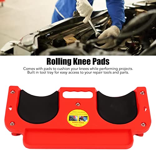 Rolling Knee Creeper/Pads Rolling Knee Dolly Sliding Knee Pads Protector With 5 Swivel Castors Repair Tool Tray for Mechanic Carpenter Flooring Acouto