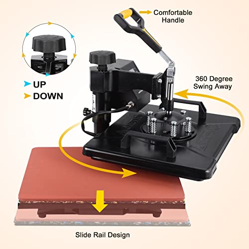 Seeutek Pro 5 in 1 Heat Press Machine 12x15 inch Digital Tshirt Press Machine 360-Degree Swing Away Multifunction Heat Transfer Sublimation Combo for - WoodArtSupply