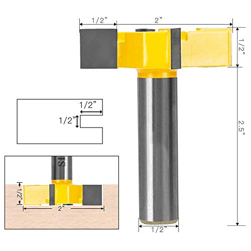 JNDJNFV Spoilboard Surfacing Router Bit, 1/2 Inch Shank Carbide Tipped Surface Planing Bottom Cleaning Cutter Slab Flattening Router Bit It Wood