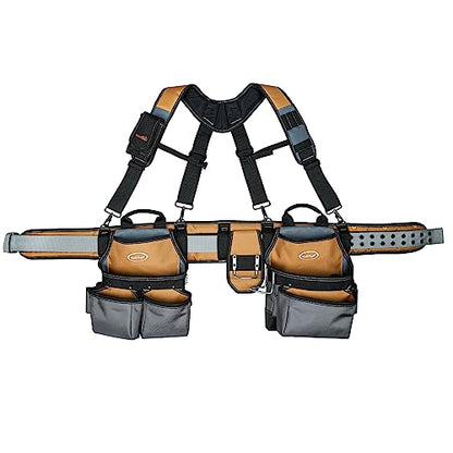 MELOTOUGH Tool Belt with Suspenders Tool Bag Suspenders Framers Comb Apron Tool Belt Construction Tool Pouch Builder Heavy Duty Carpenter Suspension - WoodArtSupply