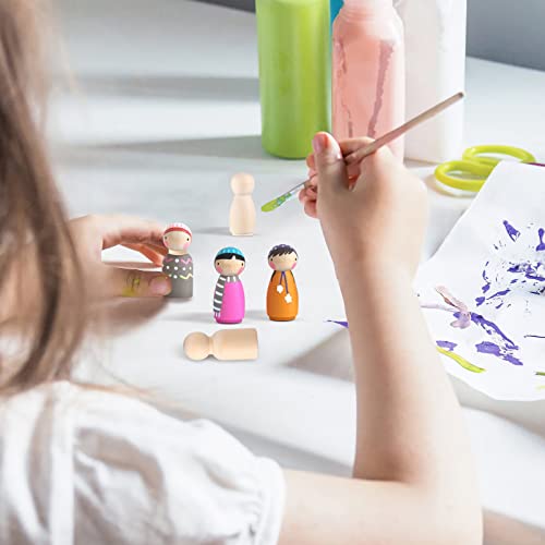 Toyvian Wooden Peg Dolls Unfinished, 1- 1/ 3 inch Wood Peg Dolls, Pack of 40 Wooden People Pegs for DIY Crafting Painting Handicrafts Wooden Peg Toyvian