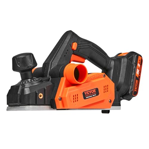 VEVOR Cordless Electric Hand Planer, 3-1/4" Width, 16000 RPM Handheld Wood Planer with Battery 5/64" Adjustable Depth HSS Blades Dual Side Dust VEVOR