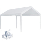 Carport Replacement Canopy, Replacement Top Cover for 12' x 20' Carport Frame, 180G PE Fabric Waterproof & UV Protected Tarp with Ball Bungees, White Vanteriam