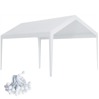 Carport Replacement Canopy, Replacement Top Cover for 12' x 20' Carport Frame, 180G PE Fabric Waterproof & UV Protected Tarp with Ball Bungees, White - WoodArtSupply