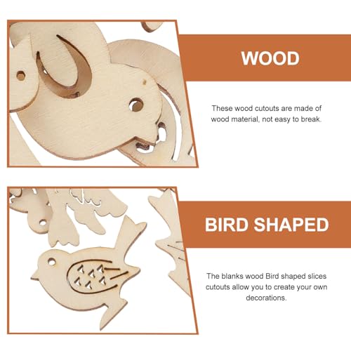 ABOOFAN Birds for Crafts, Birds Unfinished Wood Slices Cutouts Peace Dove Wood Craft Embellishments Blank Wooden Chip for DIY Scrapbooking Wedding ABOOFAN