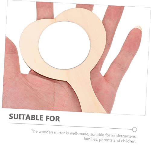 MAGICLULU 12pcs DIY Wooden Mold Unfinished Mirror Craft Mini Star Mirror Travel Mirror Compact Heart Hand Mirror Mini Wooden Mirror Wood Hand Mirror MAGICLULU
