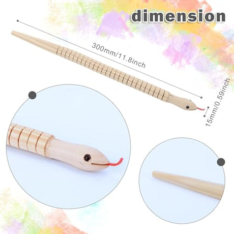 WOWOSS 10 Pcs Unfinished Wooden Wiggly Snakes Set, 12 inch Wooden Snakes Unfinished, Wooden Wiggly Snake, 12 Inch Natural Unpainted Flexible Timber WOWOSS