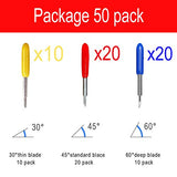 50Pcs Replacement Cutting Blades for Cricut Explore Air/Air 2/Air 3/Maker/Maker 3, Include 10Pcs Fine Point Blades, 20Pcs Standard Blades, 20Pcs Deep ArtCute