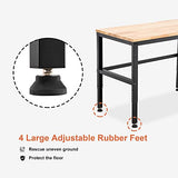 MCombo 48" Adjustable Workbench with Oak Wood Top, Overall Steel Frame Worktable for Garage, Workstation for Workshop and Home Improvement WD48 MCombo