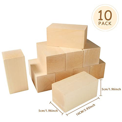 ABuff 10 Pack Basswood Carving Blocks 4 X 2 X 2 Inch Wood Blocks for Carving, Basswood for Wood Carving Wood, Unfinished Wood Blocks for Beginner - WoodArtSupply