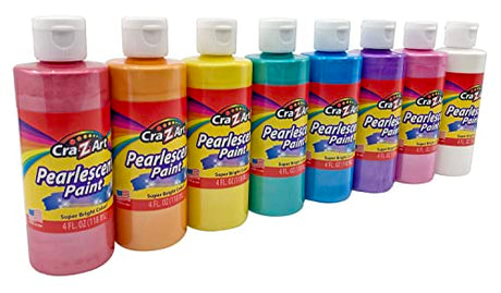 Cra-Z-art Washable Pearlescent Paint Bulk Pack 8ct, Assorted Colors 4oz each bottle Cra-Z-Art