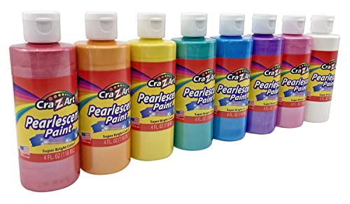 Cra-Z-art Washable Pearlescent Paint Bulk Pack 8ct, Assorted Colors 4oz each bottle - WoodArtSupply