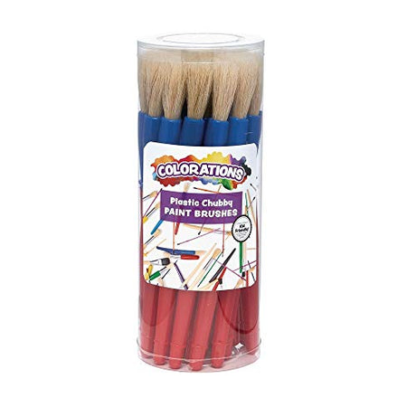 Colorations® Best Value Plastic Handle Brushes - Set of 24 - Crafts for Kids, Painting for Kids, Bulk Paintbrushes, Paintbrush Value Pack, Brush Set Colorations