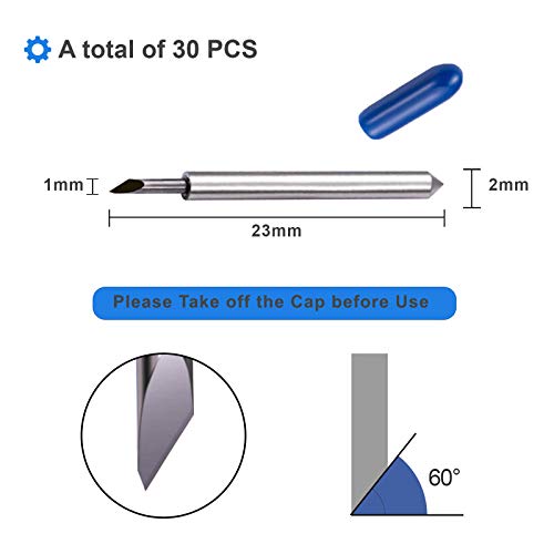 30PCS 60°Deep Cut Replacement Blades, STREWEEK, The Cutting Blades for Cricut/Explore Air/Air 2/Maker, Perfect for Cutting Medium Such as Vinyl - WoodArtSupply