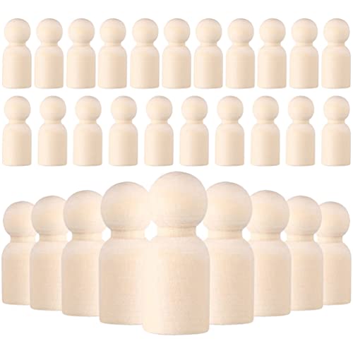 Gadpiparty 30pcs Unfinished Wood Peg Dolls Small Wooden Sculpture DIY Painting Wooden Ornament Craft Children Toys for New Year Festival Decorations Gadpiparty