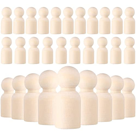 Gadpiparty 30pcs Unfinished Wood Peg Dolls Small Wooden Sculpture DIY Painting Wooden Ornament Craft Children Toys for New Year Festival Decorations Gadpiparty