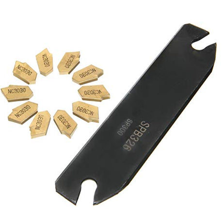 VeYocilk CNC Lathe Turning Tool Holder:SPB26-3 Grooving Cut-Off Tool with 10pcs GTN-3 SP300 Carbide Inserts Blades VeYocilk