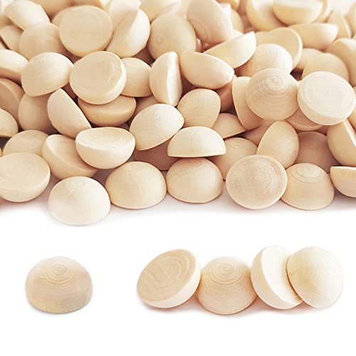 ZQYYQZ 300pcs 15mm Half Wooden Beads, Unfinished Natural Half Wooden Split Round Wood Balls for Painting DIY Crafts, Kids Craft, Christmas Party - WoodArtSupply