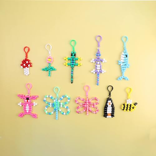 Happy makers Bead Pets, Pony Beads Kit Multicolor Pony Beads Animals Keychain Making Kit with Instruction, Keyring & Key Clasp, Ultimate Bead Pets Happy makers