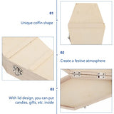 STOBOK Halloween Wooden Coffin Box: Large Unfinished Wood Fillable Hinged Box DIY Keepsake Casket Coffin Ring Box Pet Casket Wood Coffin Tray Locking STOBOK