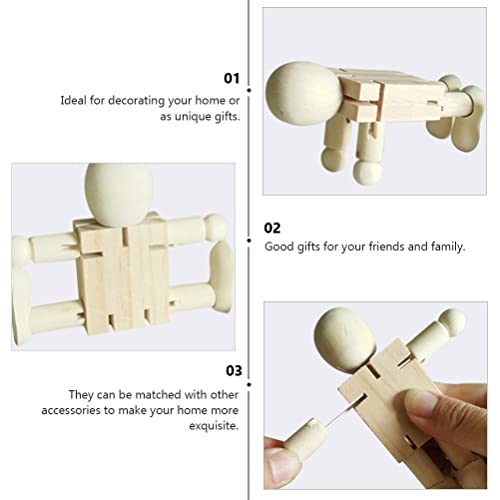 Kisangel 5pcs White Embryo Robot Wooden peg Doll Kids Painting Art Crafts Unfinished Robot Wood Doll Figures Unfinished Wooden Toys Mini Toy Wooden Kisangel
