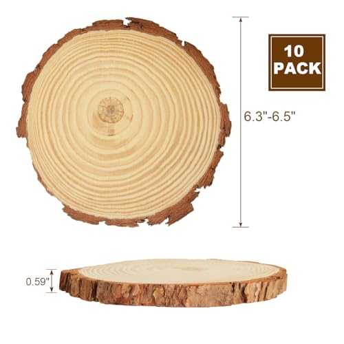 AKOLAFE 10 Pack Natural Wood Slices for Centerpieces Base Rustic Wood Slices for Crafts Large Wood Slice Ornaments Unfinished Wood Rounds Wooden - WoodArtSupply