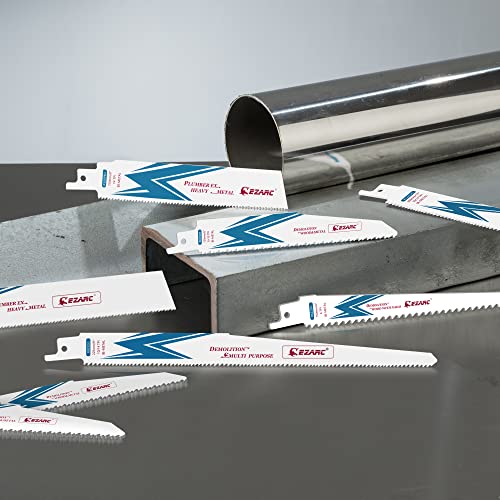 EZARC Reciprocating Saw Blade Bi-Metal Cobalt Sabre Saw Blades for Multi-Purpose 9-Inch 10/14TPI R925DG (5-Pack) EZARC