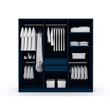 Manhattan Comfort Gramercy 3-Sectional Wood Wardrobe Armoire Closet in Blue Manhattan Comfort