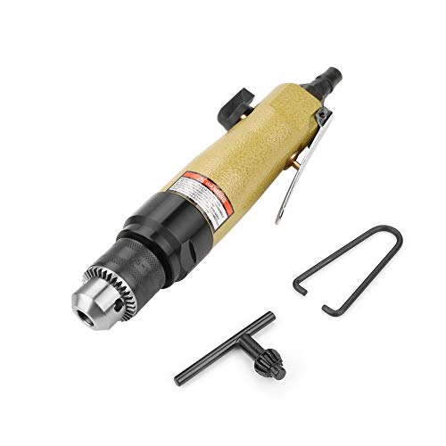 Straight Pneumatic Drill 900rpm Air Power Drill High Speed Pneumatic Drilling Engraving Polishing Tool with Adjustable Inlet Valve Wrench Chunk Key Yosoo