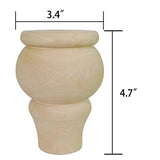 Btibpse Replacement Unfinished Sofa Legs Furniture Bun Feet Solid Wood Foot for Sofa, Chair, Loveseat, Ottoman, Dresser Set of 4 Btibpse